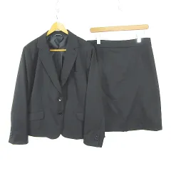洋服の青山 n line precious セットアップ スーツ ジャケット スカート 膝丈 毛 23 ブラック 大きいサイズ kz14628