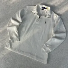 ポロ ラルフローレン 白 ハーフ ジップアップ S