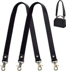 【本革2本組】バッグ 持ち手 ナスカン式 60cm ブラック 修理 交換用
