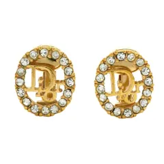 クリスチャン・ディオール(Christian Dior) クリスチャンディオール イヤリング ディオール オーバル GPメッキ ラインストーン ゴールドレディース