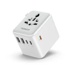 65W急速充電 変換プラグ 全世界対応 TESSAN 海外 変換プラグ 1AC差込口 5USB（3USB-C） 電源アダプター C BF O Aタイプ 海外コンセント自由変換 韓国 オーストラリア シンガポール イギリス タイ ベトナム ヨー bf04cbcf