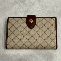 BALLY バリー 総柄 モノグラム キャンバス レザー がま口 折り財布　ウォレット ウォレット ブラウン レディース ヴィンテージ ゴールド金具 イタリア製 二つ折り フラップ 小銭入れ 札入れ カード入れ 旧ロゴ クラシック 薄型 女性人気　希少