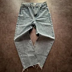 激レア メゾンプリンス maisonprince デニム ジーンズ ジーパン カットオフ ライトブルー 革パッチ ジップ ダメージ 加工 フェード ヴィンテージ アメカジ y2k グランジ アーカイブ ストリート フェアリー モード レディース Freeサイズ