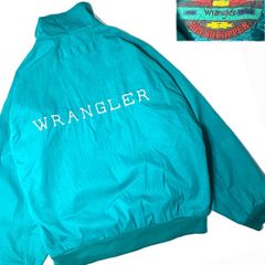 【80s】【Wrangler】【BRUSHPOPPER】ラングラー ターコイズ ジップアップ ジャケット ブルゾン アメカジ 古着 ビンテージ 刺繍 ロゴ