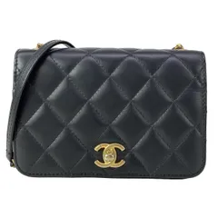 CHANEL(シャネル) ショルダーバッグ ミニマトラッセ 黒 チェーンショルダー/マットゴールド金具 ラムスキン