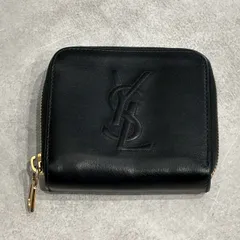YVES SAINT LAURENT イヴサンローラン YSL ロゴ レザー 二つ折り財布 コンパクトウォレット ラウンドファスナー ブラック 黒 ゴールド金具 カサンドラロゴ レディース メンズ ユニセックス 小銭入れ 札入れ カード入れ 本革 ミニ財布