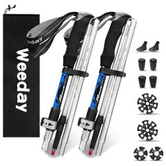 【送料無料】Weeday トレッキングポール 5 段折りたたみ式登山杖 100-130cm調整可能 2 本セット【収納 32cm 超軽量 250g】5種類アクセサリー10 個付き 登山用ストック ウォーキングポール 日本語説明書 専用収納袋付 52c63267