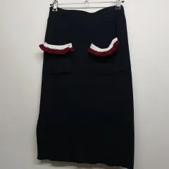 ニット スカート ネイビー フリル ポケット 24 サイズ 秋 冬 258303