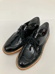 BLUE LABEL ブルーレーベル ドレスシューズ ブラック エナメル ラウンドトゥ 紐 ウィングチップ 外羽根