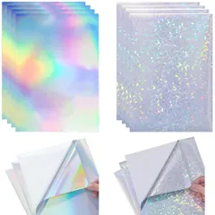 【在庫セール】印刷できる ホログラムシール A4サイズ 2種類8枚セット ステッカー用紙 はがせる 光沢 キラキラ かわいい DIYステッカー ホログラムシート ホログラフィックタイプ インクジェット/レーザープリンター兼用 使いやすい (A4サイズ)