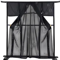 付下げ 身丈162.5cm 裄丈66cm M 薄物 夏紬地 色紙 黒 正絹 秀品 【中古】