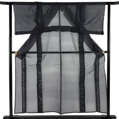 紬 身丈155cm 裄丈60.5cm S 薄物 夏紬 縞 墨色 正絹 秀品 【中古】のサムネイル