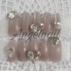 ネイルチップ　オーダーネイル ワンホン　綺麗系　キラキラ　韓国ネイル