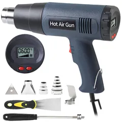 ANRIS ヒートガン 液晶に温度調整 熱工具ヒートガン ヒートがん AC110V 1500W 50℃?600度 2段階風速 多用途 ホットガン ヒートガン スクレーパー1本付き シェーブフックセット1本 ノズル4種類 工業用ドライヤーKK