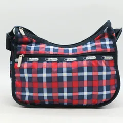 レスポートサック ショルダーバッグ チェック柄 鞄 カバン ブランド レディース ネイビー×レッド LeSportsac 【中古】