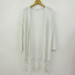 セシルマクビー ロングカーディガン 長袖 レース トップス レディース Fサイズ ホワイト CECIL McBEE 【中古】