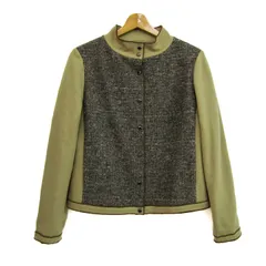 ミラショーン スタンドカラージャケット 切替デザイン アウター レディース 42サイズ ベージュ×ブラウン mila schon 【中古】のサムネイル