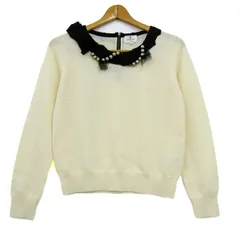 ランバンオンブルー ニット 長袖 パールモチーフ ウール トップス レディース 38サイズ クリーム×ブラック LANVIN en Bleu 【中古】のサムネイル