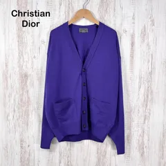美品 90s Christian Dior ヴィンテージ クリスチャンディオール Vネック ウールニット 長袖 カーディガン パープル メンズ トップスのサムネイル