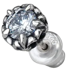 【数量限定】pi0369-111 [ブランド名：2PIECES] ピアス メンズ シルバー925 メンズピアス フレア ユリ ジルコニア 片耳分1個売り
