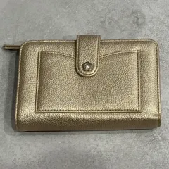 MARY QUANT マリークワント ラウンドファスナー 二つ折り財布 ゴールド メタリック レザー調 花 ロゴ コンパクトウォレット レディース 折財布 小銭入れ カードケース wallet フラワー デイジー 金色 MQ ミニウォレット 札入れ 定番 人気