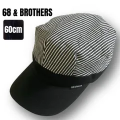 68&BROTHERS シックティエイト&ブラザーズ★ヒッコリー デニムxブラックピケ★バイカラーワークキャップ★メンズM/60cm    #2603M044のサムネイル