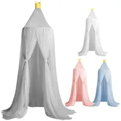 新品 life_mart 天蓋カーテン 【 吊り下げセット付 2.4m 取付簡単 モスキートテント 】 蚊帳 お姫様系 北欧 ベビーベッド INS風 超キュート紗製モスキートネット キャノピー かや インテリア お祝い プレゼント (グレー)
