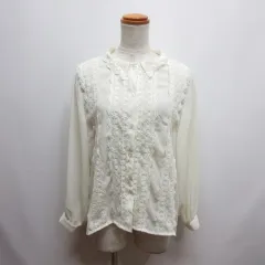 エムズエキサイト ems excite 美品 レース ブラウス 長袖 F アイボリー 透け感