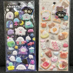 正規品 クーリア 光るもっちもちシール おばけ ベーカリー 2点セット デコシール　ばけばけ　パン　蓄光シール　もちもち