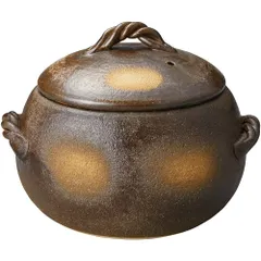 新品 萬古焼 ご飯土釜 3合 釉掛け丸型 ご飯釜 ご飯鍋 直径18.5cm 電子レンジ対応 食洗機対応 耐熱陶器 日本製 19122のサムネイル