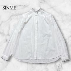 3724y美品 シンメ スカラエンブロイダリーシャツ 白 長袖 M - メルカリ