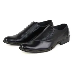 新品 [ジンク] ビジネスシューズ レースアップ 革靴 本革 サイドレース プレーントゥ 黒 フォーマル ドレスシューズ