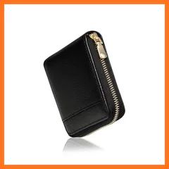 【新品】 LASIEM(ラシエム) 二つ折り財布 レディース 2つ折り財布 本革 「スキミング防止」 ミニ財布 コンパクト レザー大容量 box型 ボックス型 ラウンド ファスナー 財布 (ブラック)