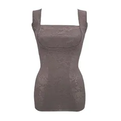 [repose time] 補正下着 ブラトップ 【ノンワイヤー総レース補正ブラキャミ】 レディース お腹 ブラキャミソール ボディシェイパー インナー バストアップ (ブラウン, L)