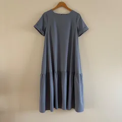 ティアードワンピース ロング丈 くすみブルー フレア エレガント キレイめ 上品