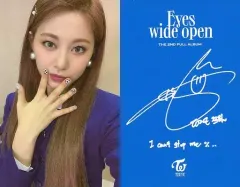 【中古】コレクションカード(女性) TWICE/ツウィ/バストアップ・裏面印刷サイン入り/CD「Eyes wide open」付属フォトカード