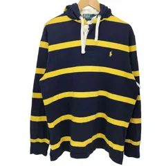 ポロバイラルフローレン Polo by RALPH LAUREN CUSTOM FIT ポニー刺繍 フーデッド ボーダー ラガーシャツ メンズ import：XL 