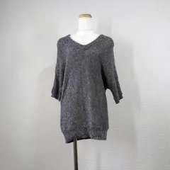 ジャーナルスタンダード リネン混 Vネック ニット メランジ グレー フリーサイズ 綿麻 セーター JOURNAL STANDARD ゆるだぼ 透け感 春夏