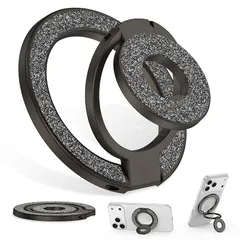 【新品】 Hootek スマホリング MagSafe対応 両面マグネット 360度回転・180度反転 キラキラ MagSafe リング 薄型 マグセーフ リング iPhone リング マグネット式 携帯リング 超?磁力 2段階角度調節可能 簡単着脱 落下防 0