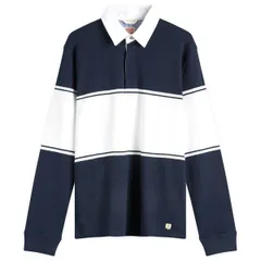 アルモーリュックス メンズ トップス シャツ ArmorLux Wide Stripe Rugby Shirt Rich Navy Milk ネイビー