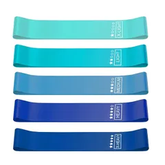 YINKE トレーニングチューブ ストレッチバンド 筋トレゴム ゴムバンド 強度の異なる5本のゴムバンド (ブルーセット) 0