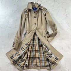 M バーバリーブルーレーベル トレンチコート ワンピース 羽織り ノバチェック フリル ベルト欠品 ベージュ BURBERRY BLUE LABEL レディース B2167