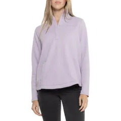 ランズエンド レディース アウター パーカー・スウェット キルティング シャツ ニット Lands End Quilted CableKnit Shirt Snap Neck Long Sleeve Orchid Petal