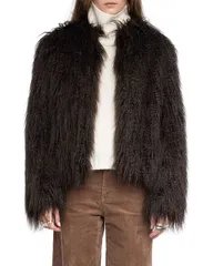 ザディグ エ ヴォルテール レディース アウター コート Zadig Voltaire Freddie Faux Fur Coat Dark Chocolate チョコレートのサムネイル