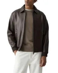 セオリー メンズ アウター ジャケット・ブルゾン レザー Theory Wyatt Leather Jacket Brownwood