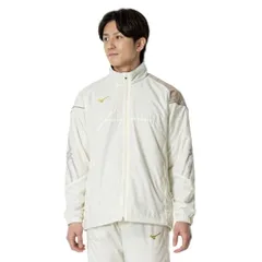 新品 トレーニングウエア MC-LINE ブレスサーモ 裏地 ウォーマー ジャケット 吸湿発熱 撥水 防風 32MEB631 オフホワイト×ゴールド XL