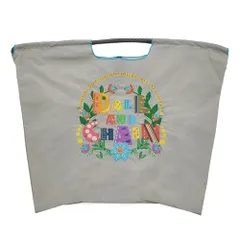 新品 [Ball & Chain] ボールアンドチェーン 正規品 Lサイズ FLOWER FONT バッグ ショッピングバッグ エコバッグ トートバッグ ショルダー 刺繍 301157 (P.GRAY L)