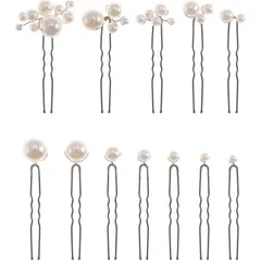 【新着商品】Ｕピン 髪飾り 日常使い 卒業式 パール 結婚式 U字型のヘアアクセサリー 成人式 12個セット ファッション パールピン (コーヒー色)