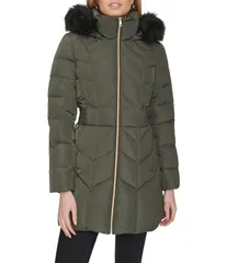 コールハーン レディース アウター コート ダウン Cole Haan Taffeta Down Coat Merlotのサムネイル