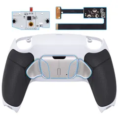 新品 eXtremeRate ps5コントローラーBDM-010&BDM-020に対応用プログラムできる背面パドル金属バージョンRISE4リマップキット、ps5コントローラーに対応用アップグレードボードとラバーグリップ付き再設計された白いバックケース＆シルバー